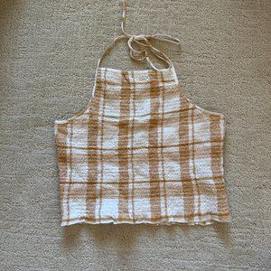 American Eagle Women's Cropped Plaid Halter Tank Top L